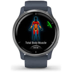 Garmin Venu 2 GPS smartwatch with all-day health monitoring, Silver Bezel with Granite Blue Case and Silicone Band