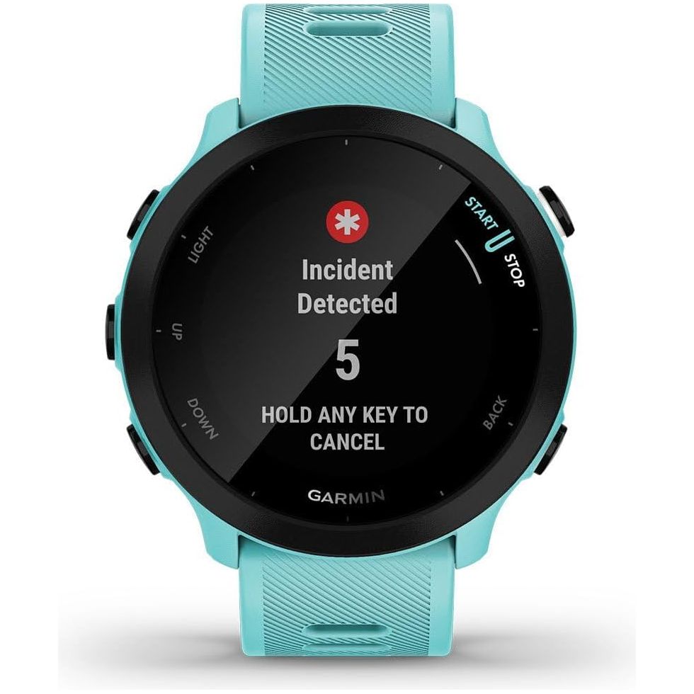 Garmin Forerunner 55 GPS 42mm Running Smartwatch, Easy to use, Lightweight, Training Guidance, Safety & Tracking Features - Aqua