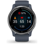 Garmin Venu 2 GPS smartwatch with all-day health monitoring, Silver Bezel with Granite Blue Case and Silicone Band