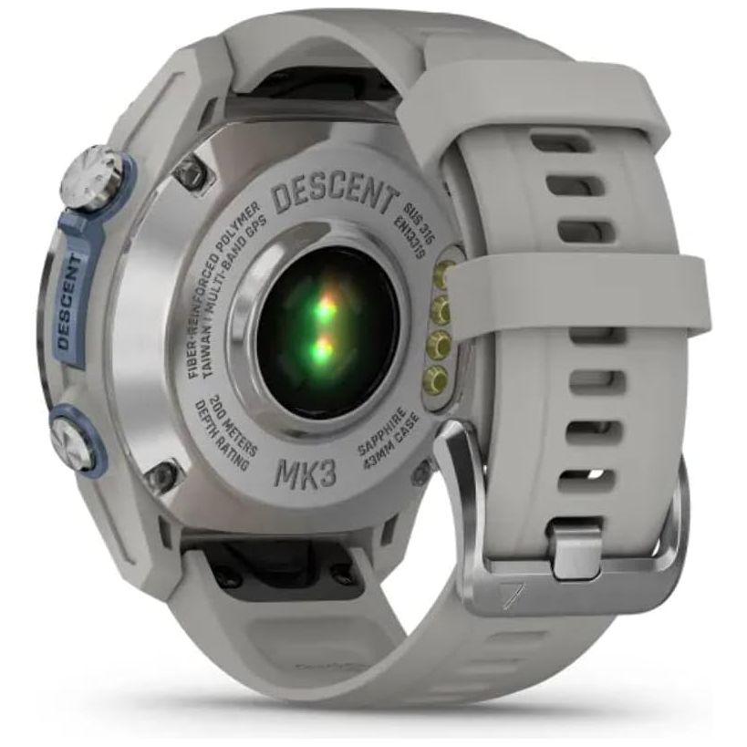 Garmin Descent Mk3 Dive Watch - 43mm Stainless Steel, Grey Fog Silicone Strap