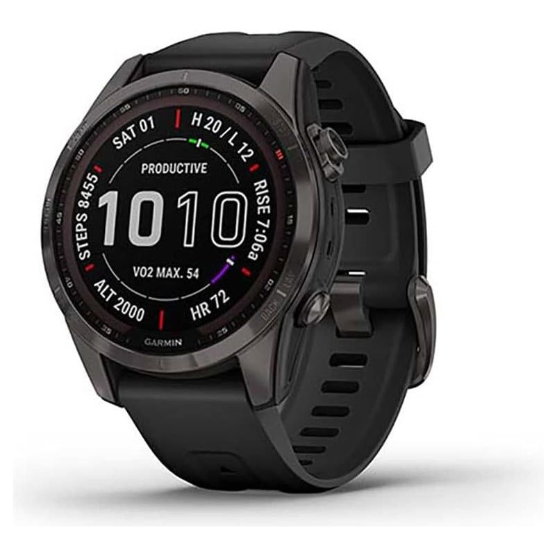 Garmin Fenix 7S Sapphire Solar - Carbon Grey DLC Titanium with Black Band