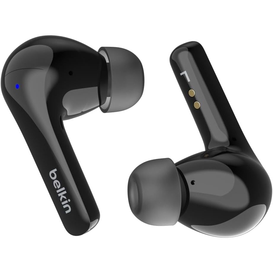 Belkin SoundForm Motion True Wireless Earbuds – Wireless Charging Case, Dual Mic, IPX5 Water Resistant, Bluetooth, Black