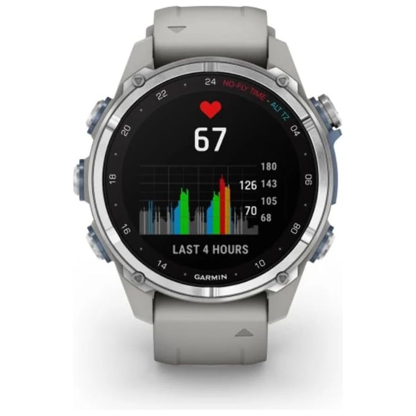 Garmin Descent Mk3 Dive Watch - 43mm Stainless Steel, Grey Fog Silicone Strap