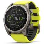 Garmin Fenix 8 – 51mm Solar, Sapphire Titanium GPS Watch with Amp Yellow/Graphite Silicone Band