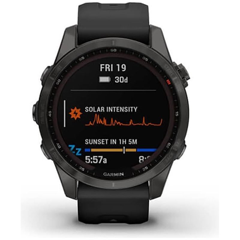 Garmin Fenix 7S Sapphire Solar - Carbon Grey DLC Titanium with Black Band
