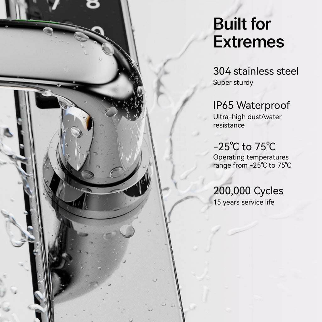 Origin Smart - Plus |  304 Stainless Steel Smart Door Handle with Fingerprint, App Control & Voice Assistant Integration