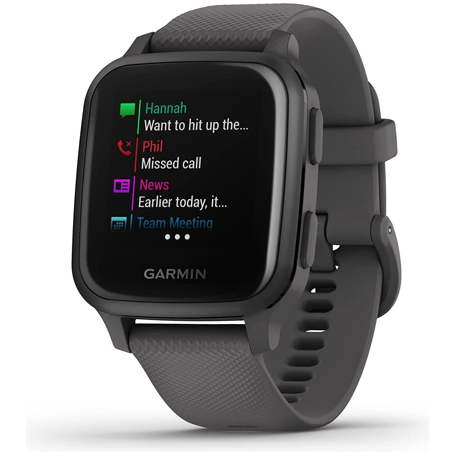 Garmin Venu Sq GPS Smartwatch with All-day Health Monitoring and Fitness Features, Built-in Sports Apps and More, Shadow Grey with Slate Bezel