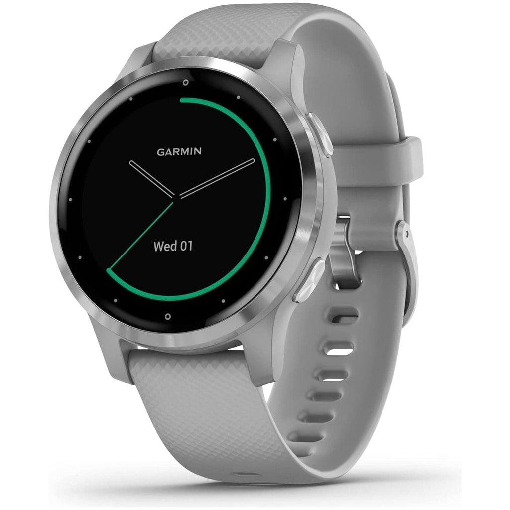 Garmin Vívoactive 4S, Smaller-Sized GPS Smartwatch, Features Music, Body Energy Monitoring, Animated Workouts, Pulse Ox Sensors and More, Powder Gray/Silver