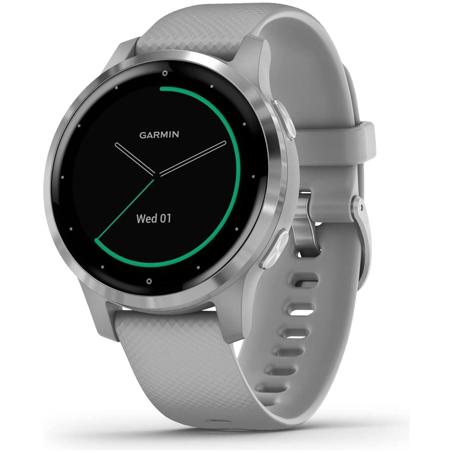 Garmin Vívoactive 4S, Smaller-Sized GPS Smartwatch, Features Music, Body Energy Monitoring, Animated Workouts, Pulse Ox Sensors and More, Powder Gray/Silver