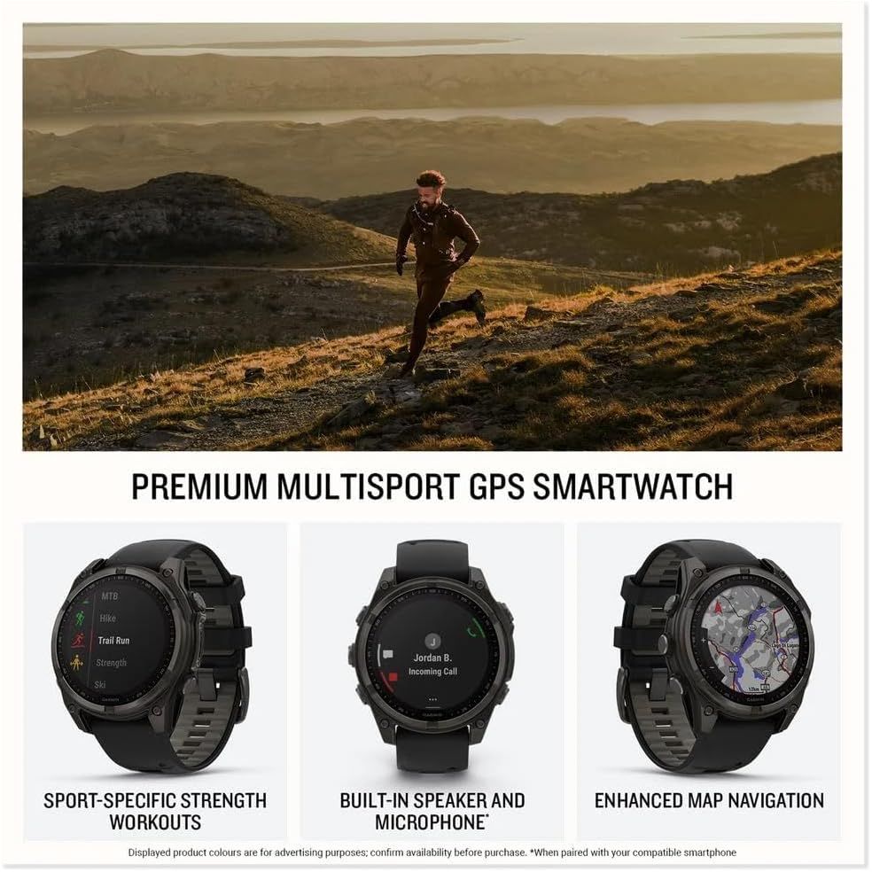 Garmin fēnix 8 43mm AMOLED - Sapphire, Soft Gold Stainless Steel with Fog Gray Leather Band & Fog Gray/Dark Sandstone Silicone Band