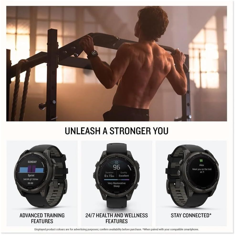 Garmin Fenix 8 – 51mm Solar, Sapphire Titanium GPS Watch with Amp Yellow/Graphite Silicone Band