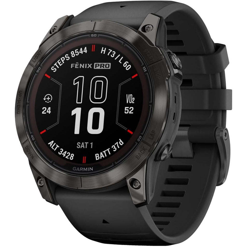 Garmin Fenix 7X Pro Solar Smartwatch – Charcoal Grey, 37-Day Battery, LED Flashlight, Advanced Training & Health Tracking