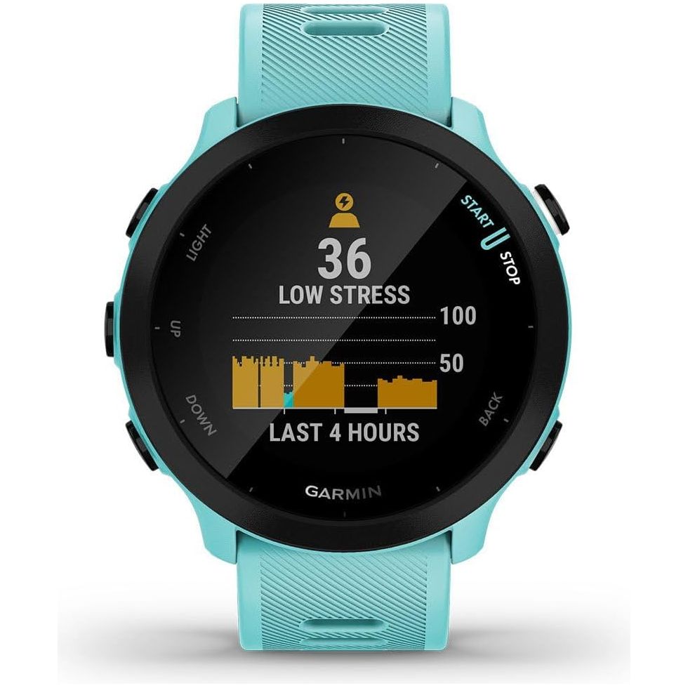 Garmin Forerunner 55 GPS 42mm Running Smartwatch, Easy to use, Lightweight, Training Guidance, Safety & Tracking Features - Aqua