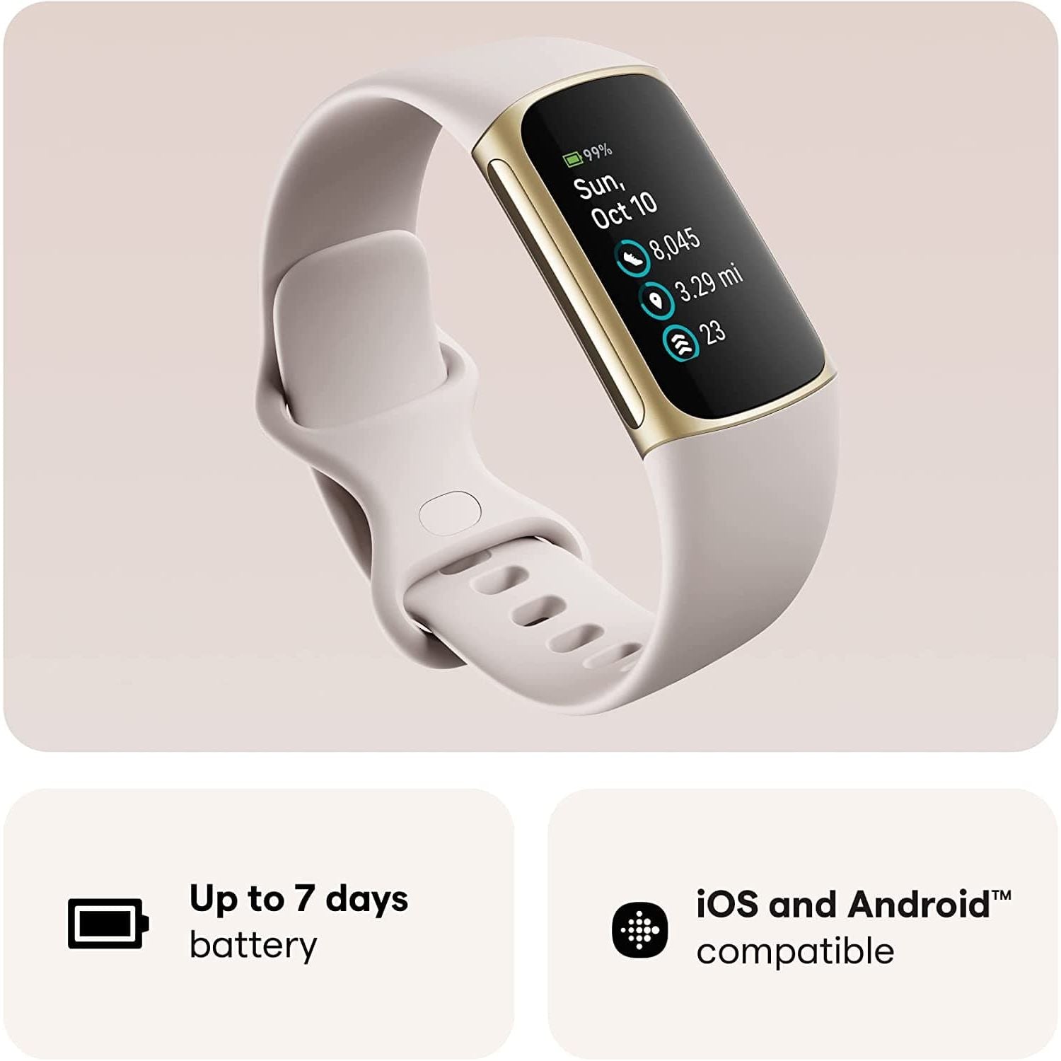 Fitbit Charge 5 Fitness Tracker - Gold / White