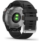 Garmin fenix 6, Ultimate Multisport GPS Watch, Heat and Altitude Adjusted V02 Max, Pulse Ox Sensors and Training Load Focus, Silver with Black Band