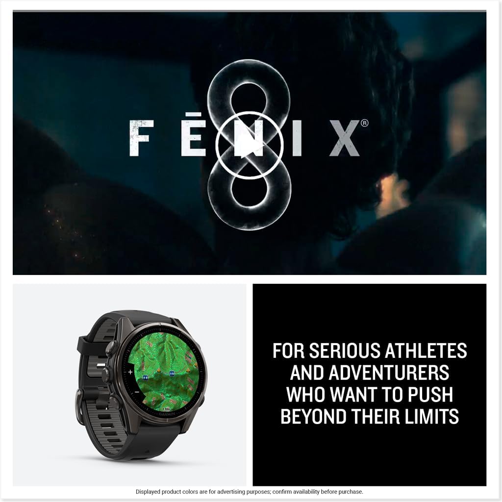 Garmin fēnix 8 43mm – AMOLED, Sapphire, GPS Multisport Smartwatch, Carbon Gray DLC Titanium, Pebble Gray Band