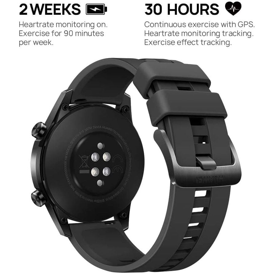 HUAWEI Watch GT 2 (46 mm) Smart Watch, 1.39 Inch AMOLED Display with 3D Glass Screen, 2 Weeks Battery Life, GPS, 15 Sport Modes, 3D Glass Screen, Bluetooth Calling Smartwatch, Matte Black