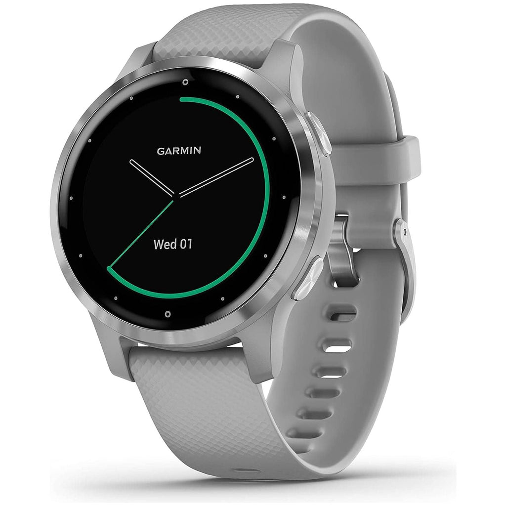 Garmin Vívoactive 4S, Smaller-Sized GPS Smartwatch, Features Music, Body Energy Monitoring, Animated Workouts, Pulse Ox Sensors and More, Powder Gray/Silver