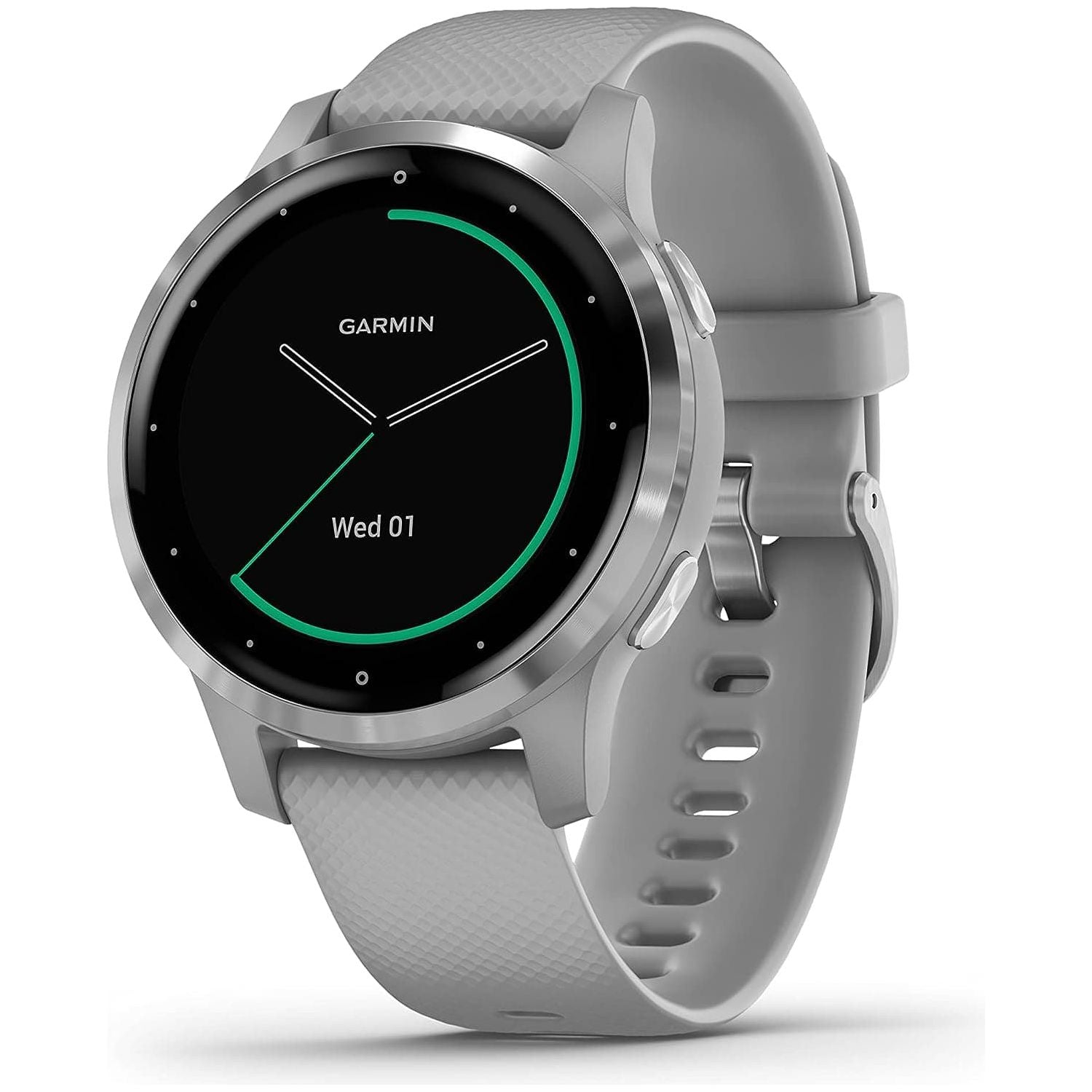 Garmin Vívoactive 4S, Smaller-Sized GPS Smartwatch, Features Music, Body Energy Monitoring, Animated Workouts, Pulse Ox Sensors and More, Powder Gray/Silver