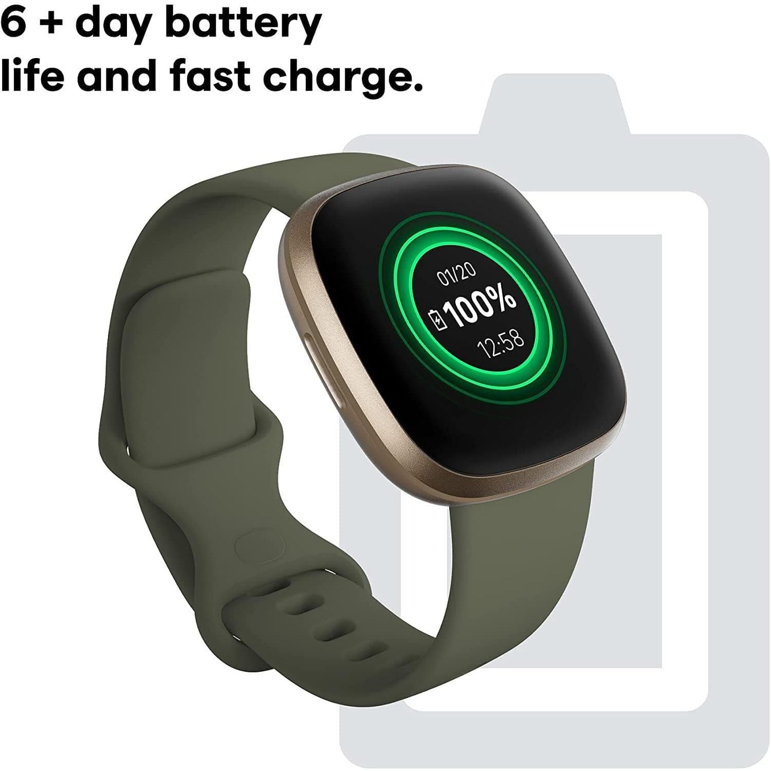 Fitbit Versa 3 - Soft Gold Aluminium/Olive
