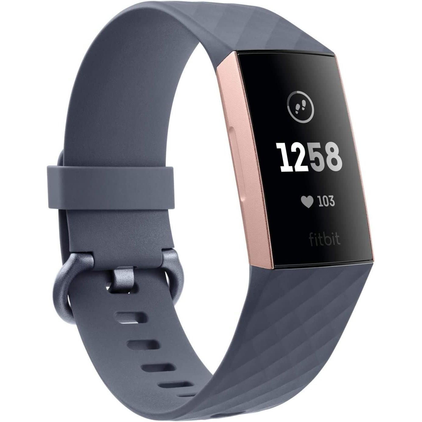 Fitbit Charge 3 Advanced Fitness Tracker with Heart Rate, Swim Tracking & 7 Day Battery - Rose-Gold/Grey, One Size