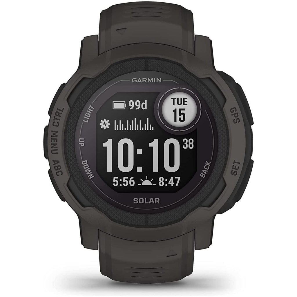 Garmin Instinct 2 SOLAR, Rugged GPS Smartwatch, Built-in Sports Apps and Health Monitoring, Solar Charging and Ultra tough Design Features, Graphite