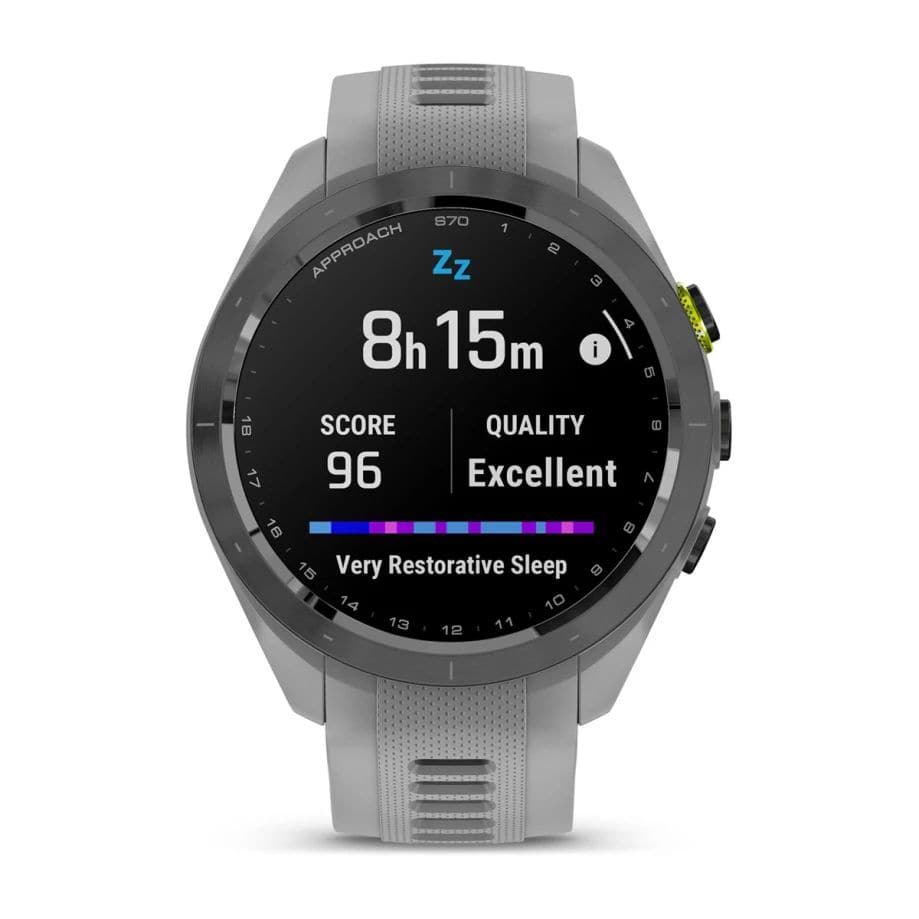 Garmin Approach S70 – 42mm Premium Golf GPS Smartwatch, Black Ceramic Bezel, Silicone Band - Grey