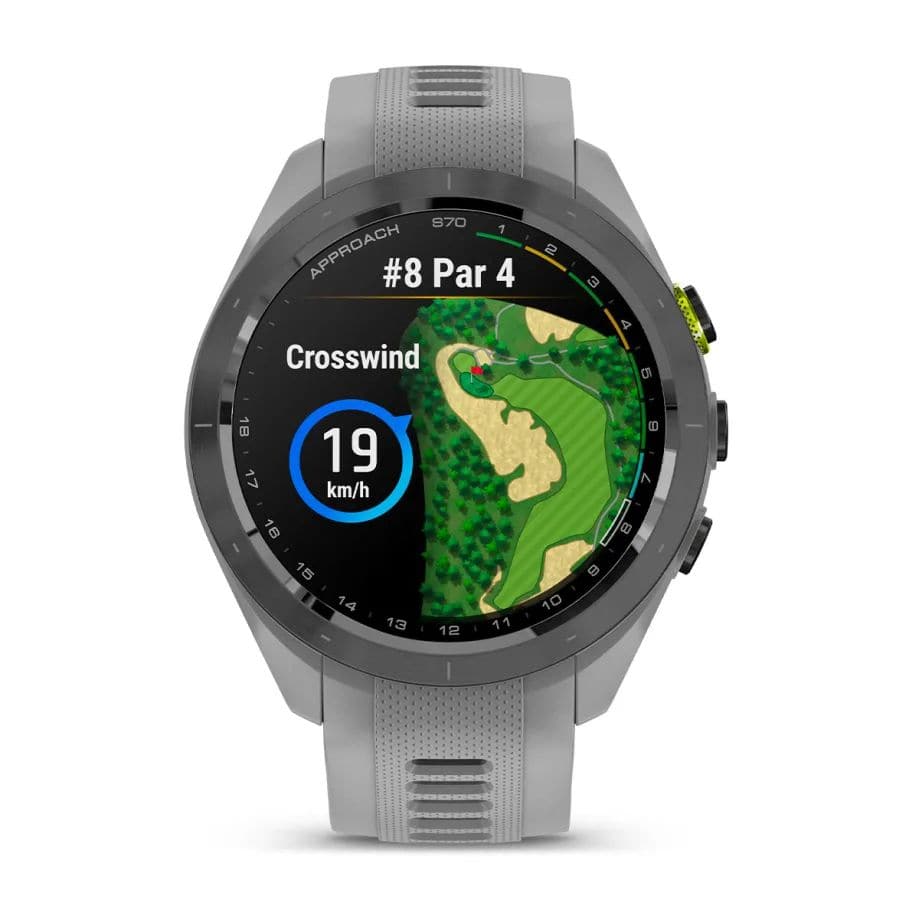 Garmin Approach S70 – 42mm Premium Golf GPS Smartwatch, Black Ceramic Bezel, Silicone Band - Grey