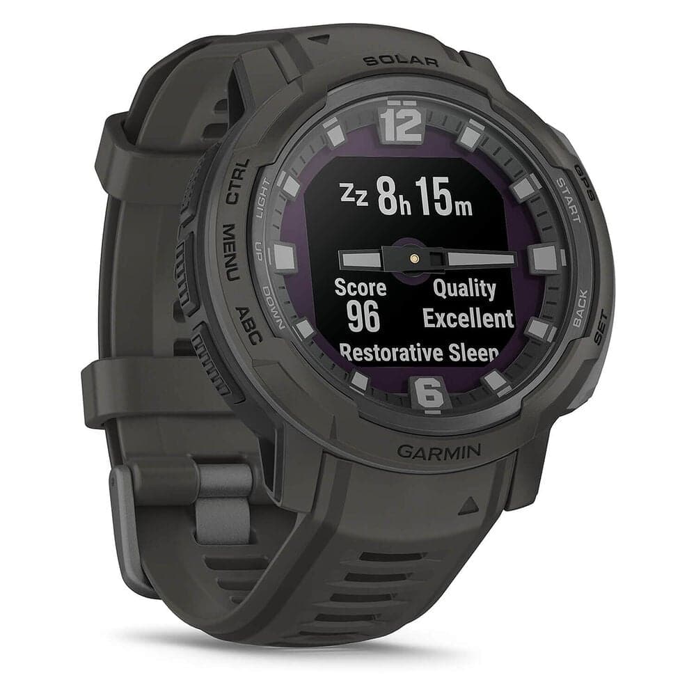 Garmin Instinct Crossover Solar – 45mm Rugged Hybrid Smartwatch, Solar Charging, 70-Day Battery, GPS, SpO2 - Graphite