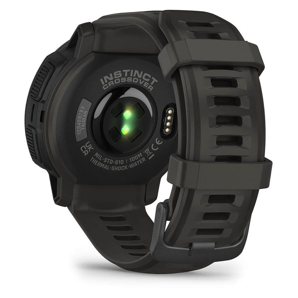 Garmin Instinct Crossover Solar – 45mm Rugged Hybrid Smartwatch, Solar Charging, 70-Day Battery, GPS, SpO2 - Graphite