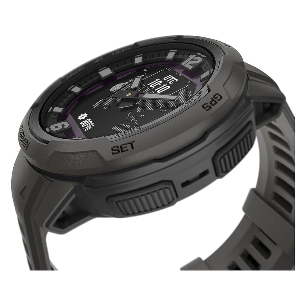 Garmin Instinct Crossover Solar – 45mm Rugged Hybrid Smartwatch, Solar Charging, 70-Day Battery, GPS, SpO2 - Graphite