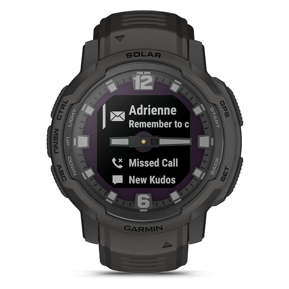 Garmin Instinct Crossover Solar – 45mm Rugged Hybrid Smartwatch, Solar Charging, 70-Day Battery, GPS, SpO2 - Graphite