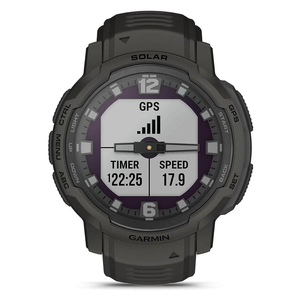 Garmin Instinct Crossover Solar – 45mm Rugged Hybrid Smartwatch, Solar Charging, 70-Day Battery, GPS, SpO2 - Graphite
