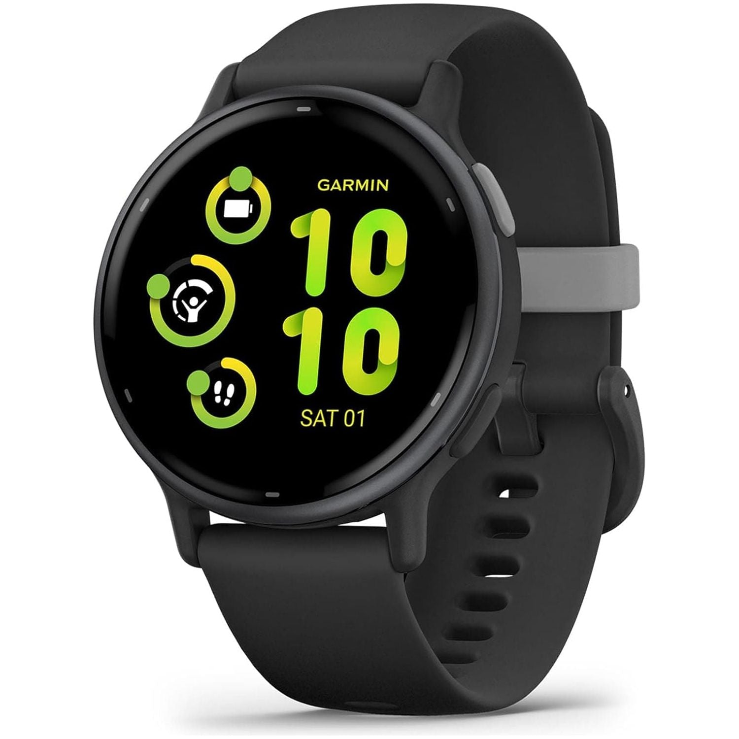 Garmin vívoactive 5 AMOLED GPS Smartwatch - Slate Aluminium Bezel with Black Case and Silicone Band