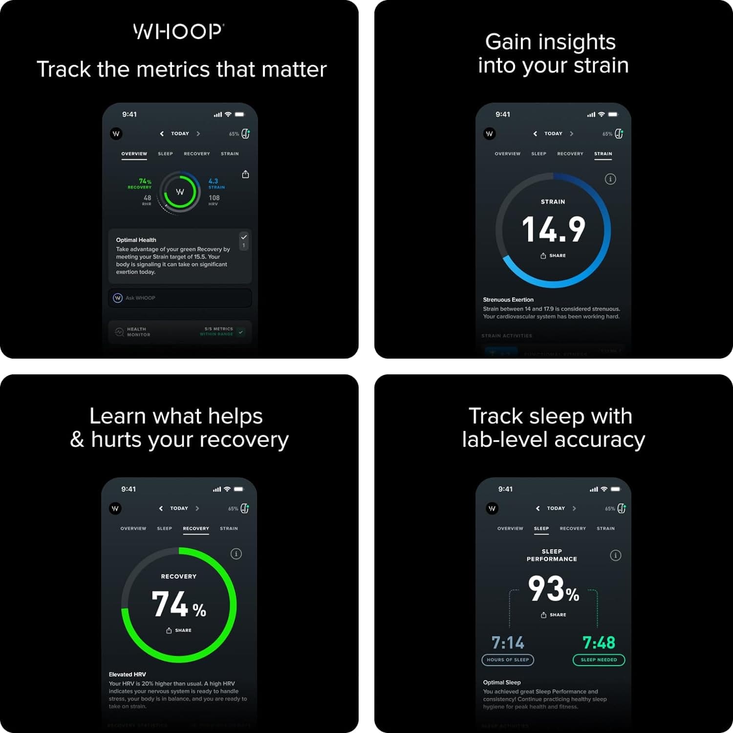 WHOOP 4.0 – Wearable Health, Fitness & Activity Tracker – Continuous Monitoring, Performance Optimization, Heart Rate Tracking – Improve Sleep, Strain, Recovery, Wellness