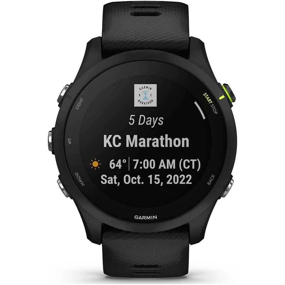 Garmin Forerunner 255 Easy to Use Lightweight GPS Running Smartwatch, Music Storage, Advanced Training and Recovery Insights, Safety and Tracking Features, Up to 14 days Battery Life, Black