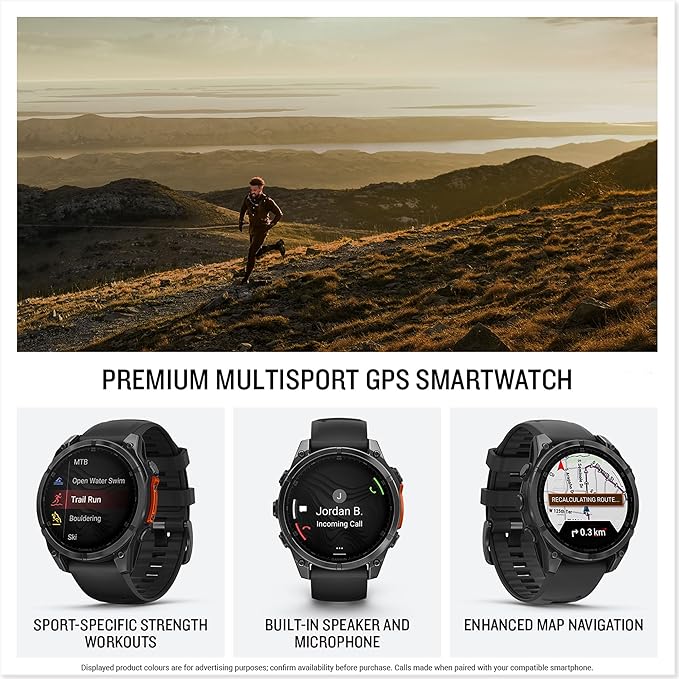 Garmin fēnix 8 Premium Multisport GPS Smartwatch, 47mm AMOLED Touchscreen, Advanced Health & Training Features, Built-in LED Flashlight, Up to 29 Days Battery Life, Slate - Gray