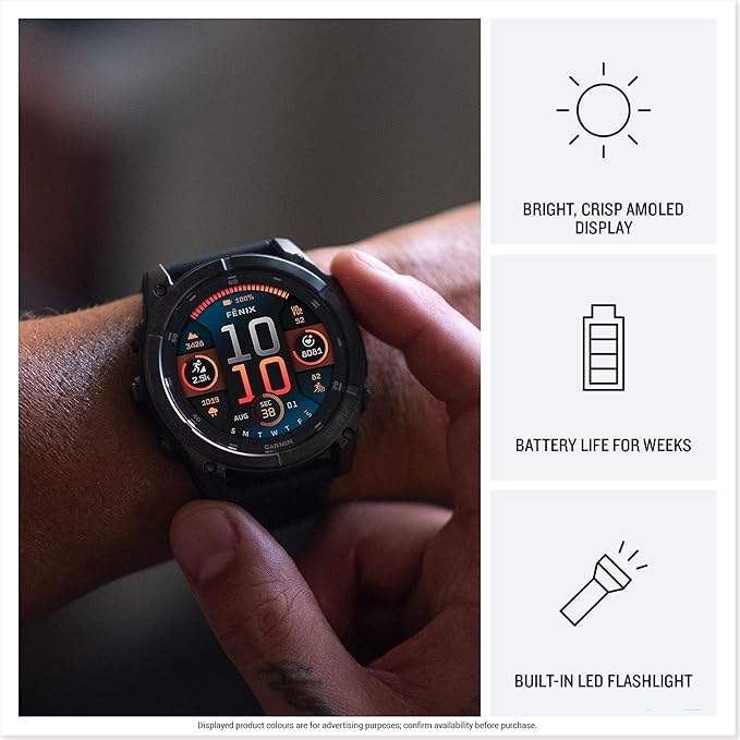 Garmin fēnix 8 Premium Multisport GPS Smartwatch, 47mm AMOLED Touchscreen, Advanced Health & Training Features, Built-in LED Flashlight, Up to 29 Days Battery Life, Slate - Gray