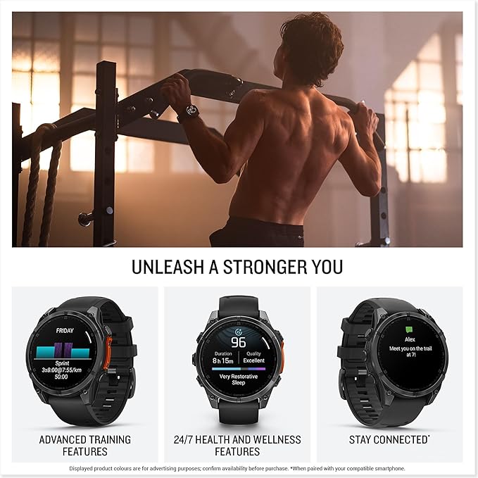 Garmin fēnix 8 Premium Multisport GPS Smartwatch, 47mm AMOLED Touchscreen, Advanced Health & Training Features, Built-in LED Flashlight, Up to 29 Days Battery Life, Slate - Gray