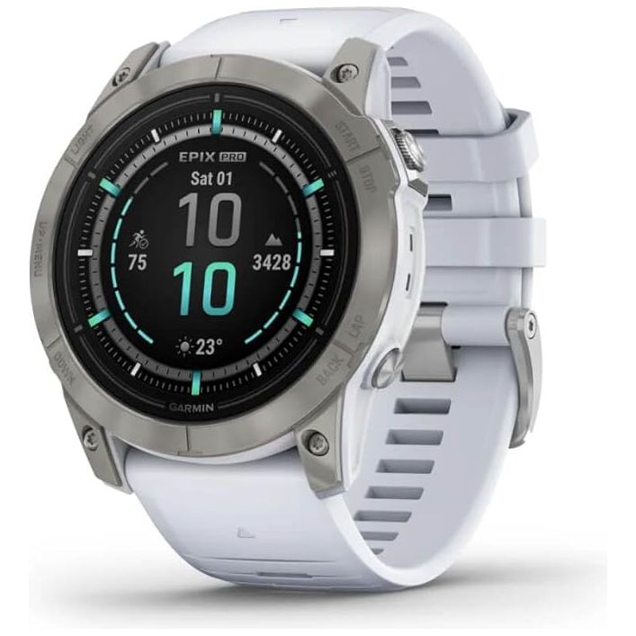Garmin Epix Pro (Gen 2) Sapphire Edition Smartwatch with Silicone Band, 51 mm Case - White