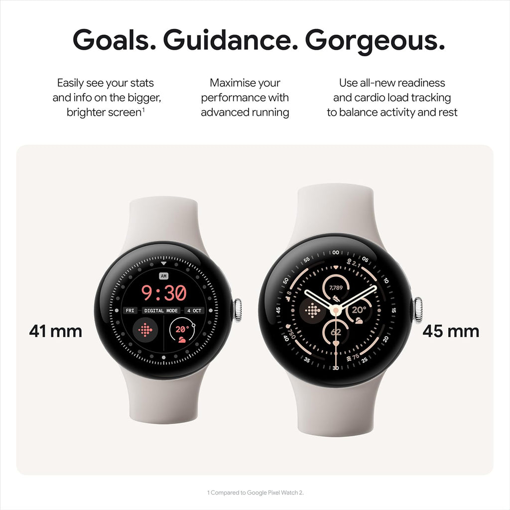 Google Pixel Watch 3 (45 mm) – Android smartwatch with heart rate tracking, advanced running from Fitbit, fitness insights, 24-hour battery – Matte Black Aluminium Case – Obsidian band – LTE