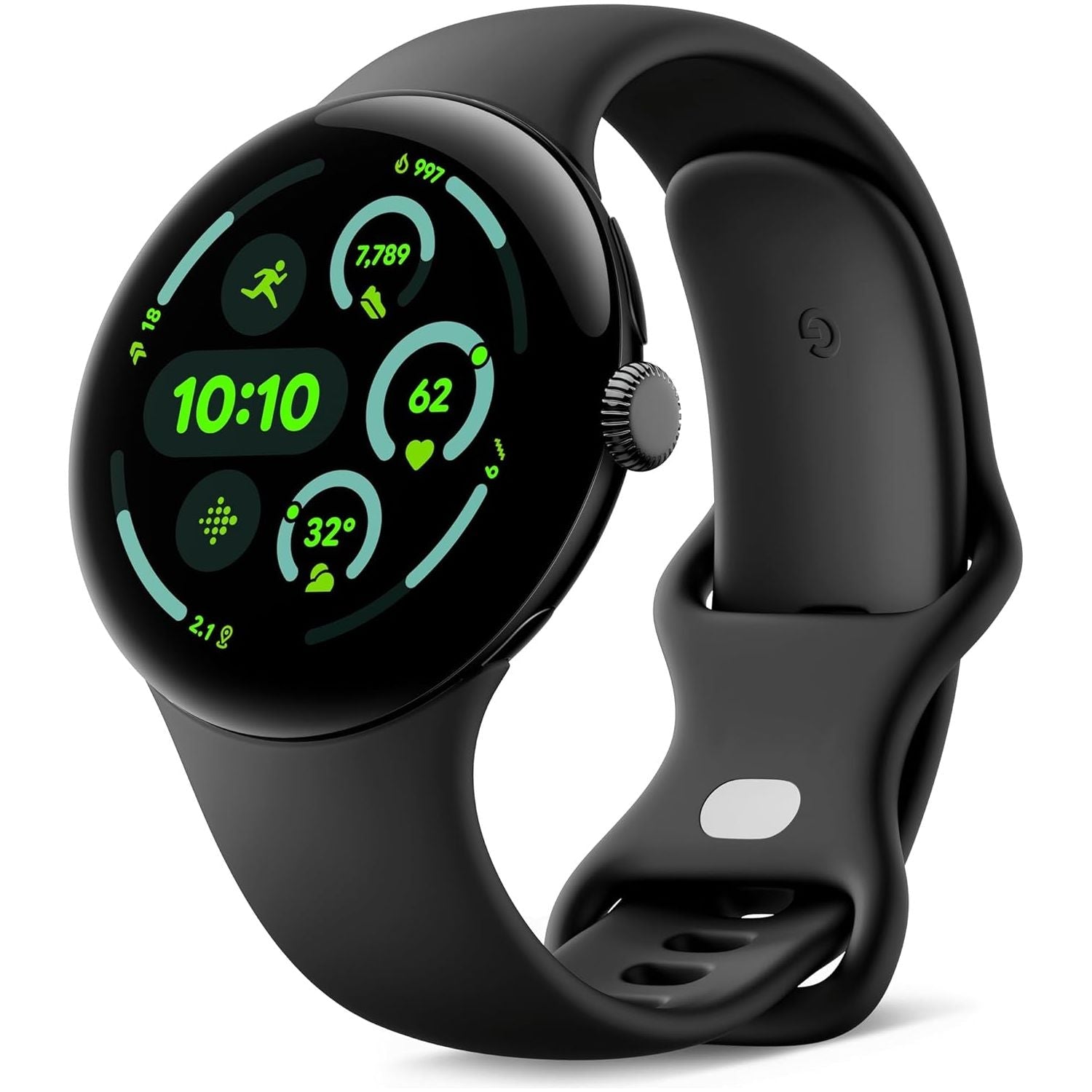 Google Pixel Watch 3 (45 mm) – Android smartwatch with heart rate tracking, advanced running from Fitbit, fitness insights, 24-hour battery – Matte Black Aluminium Case – Obsidian band – LTE