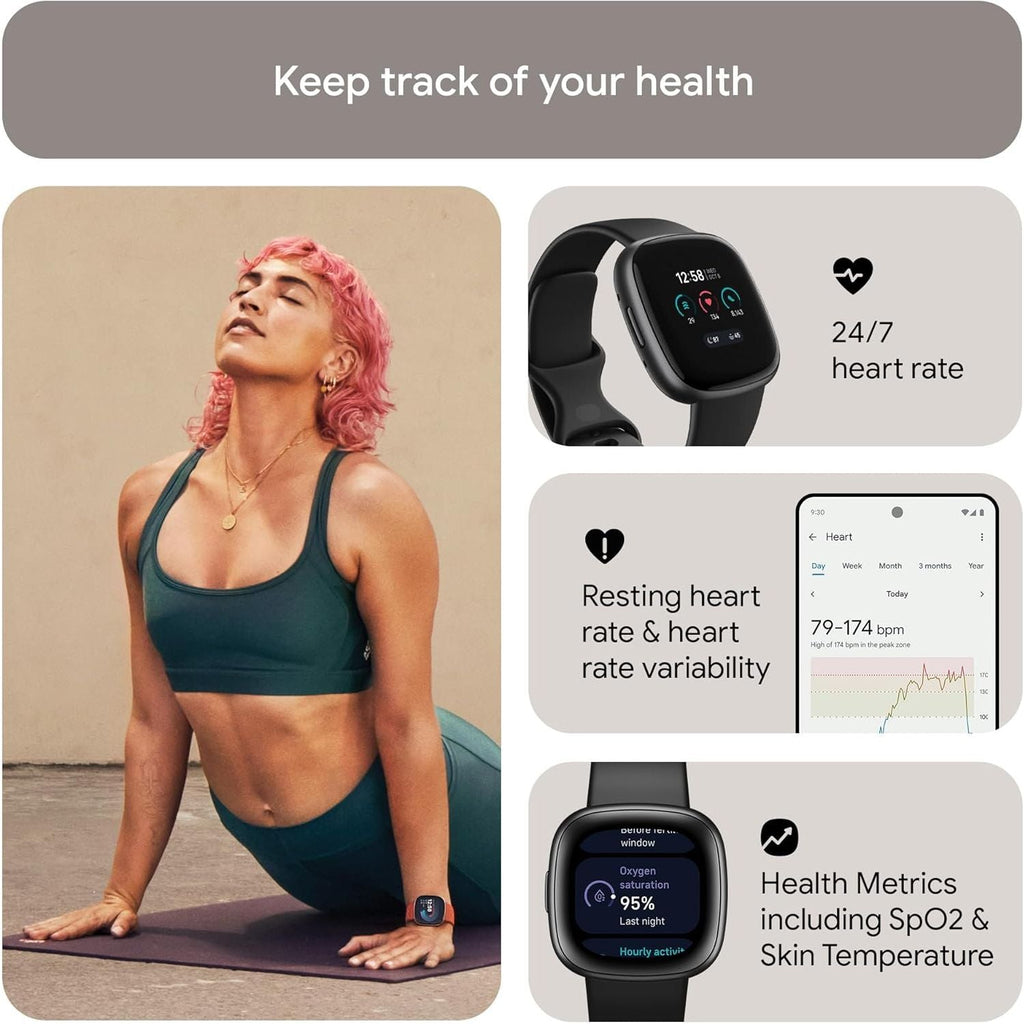 Google Fitbit Versa 4 Fitness Smartwatch with built-in GPS and up to 6 days battery life - compatible with iOS 15 or higher & Android OS 9.0 or higher