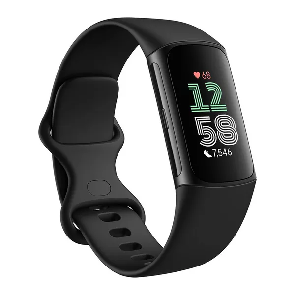 Fitbit Charge 6 Fitness Tracker - Obsidian/Black, Silicone Strap, Universal