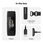 Fitbit Charge 6 Fitness Tracker - Obsidian/Black, Silicone Strap, Universal