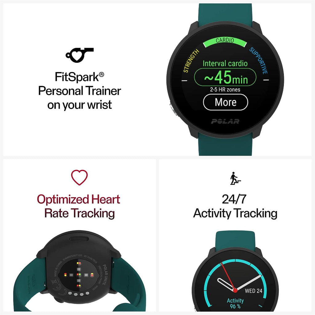 Polar Unite - Fitness Watch - 130 Sports Profiles - Black
