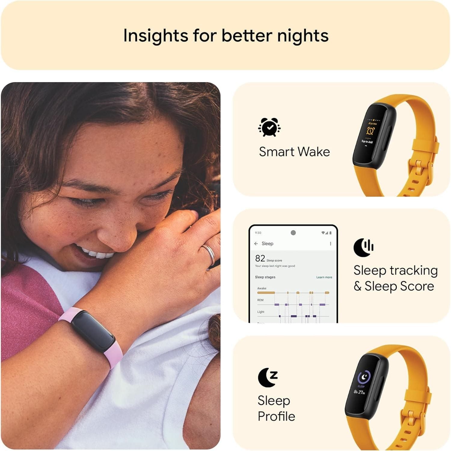 Fitbit Inspire 3 Activity Tracker - Black/Morning Glow