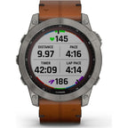 Garmin Fenix® 7X Sapphire Solar Edition Titanium with Chestnut Graphite Band Smartwatch