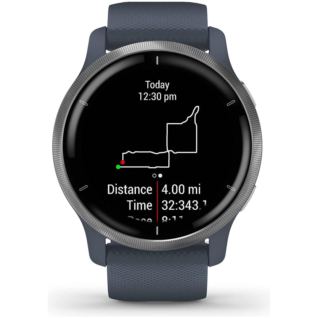 Garmin Venu 2 GPS smartwatch with all-day health monitoring, Silver Bezel with Granite Blue Case and Silicone Band