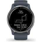 Garmin Venu 2 GPS smartwatch with all-day health monitoring, Silver Bezel with Granite Blue Case and Silicone Band